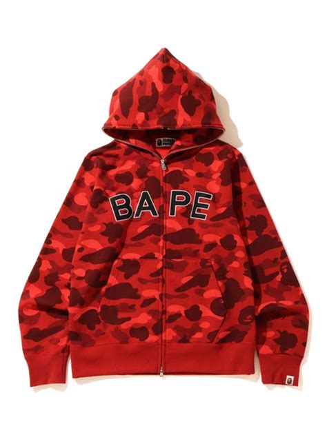 Bape Color Camo Logo Full Zip Hoodie Red Vlone Ca