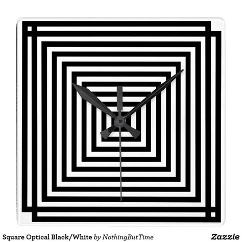 Blackwhite Square Optical Art Square Wall Clock Zazzle Square Wall