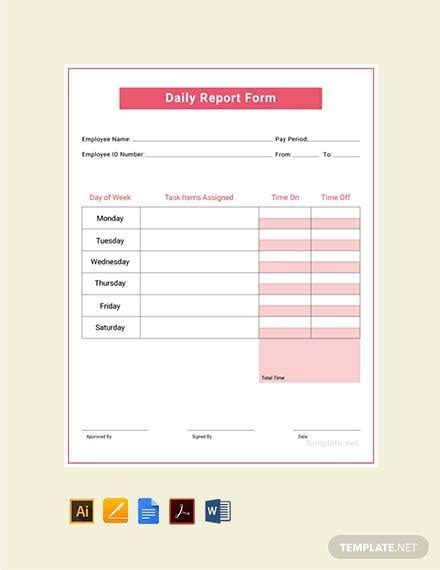 23 Free Daily Report Templates Pdf Word Doc Excel Psd