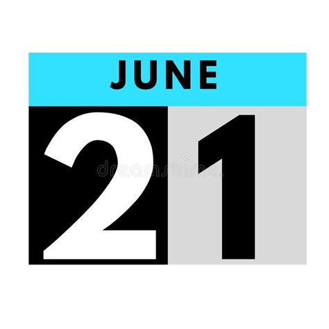 June 21 Flat Daily Calendar Icon Date Day Month Stock Illustration