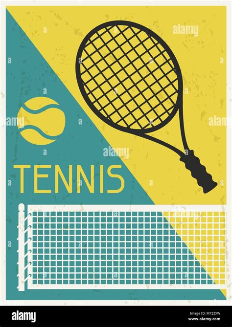 Tennis Retro Poster In Flat Design Style Stock Vector Image And Art Alamy