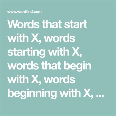Words That Start With X Words Starting With X Words That Begin With X