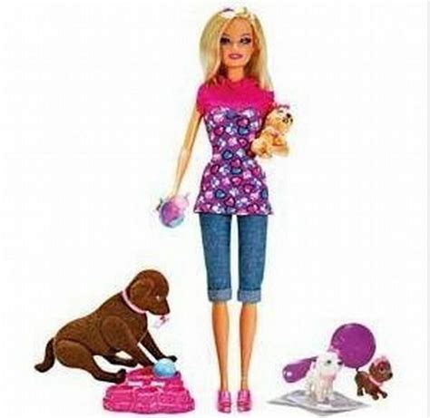Barbie Brown Taffy Dog And 3 Puppies Playset Accessories V3262 Doll