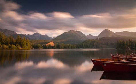 3360x2100 Nature Landscape Mountain Sunset Lake Forest Boat Calm