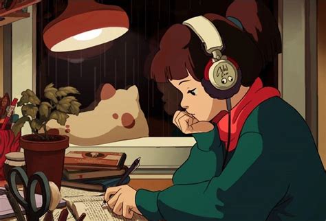 Anime Girl Doing Homework — Cookie Banner