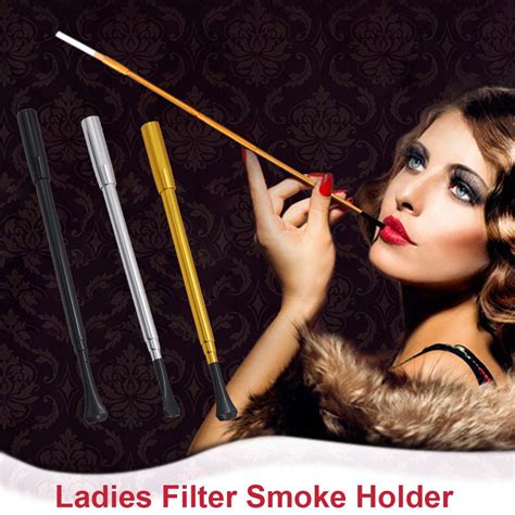 Exquisite Gold Vintage Slim Cigarette Telescopic Holder Filter Smoke