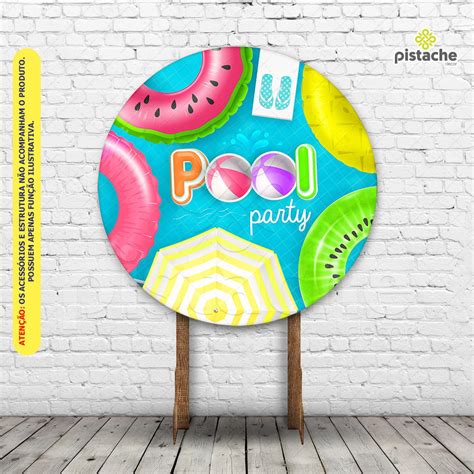 Painel Redondo Pool Party 3d Sublimado