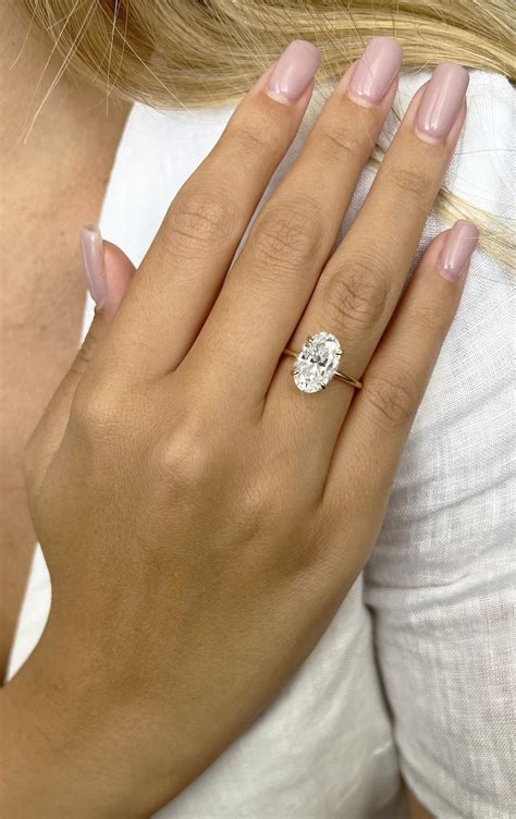 Carat Oval Lab Grown Diamond Engagement Ring Diamond Hidden Halo