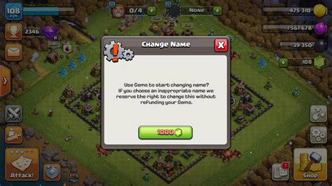 Change the first time how to change the name third time please tell me. Clash of Clans account Town Hall 11 Level 108 - 108 Gems