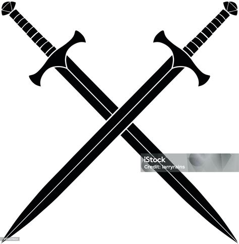 Crossed Swords Silhouette Stock Illustration Download Image Now