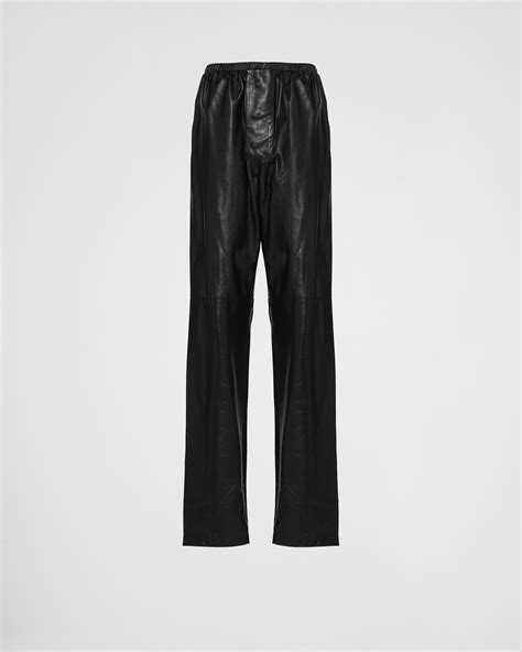 black leather pants prada