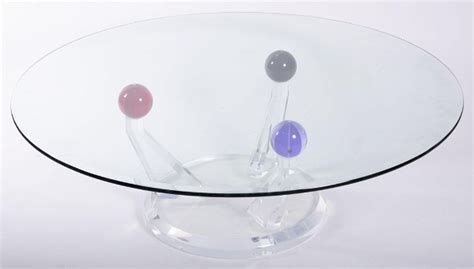 Lucite And Beveled Glass Coffee Table By Designer Shlomi Haziza