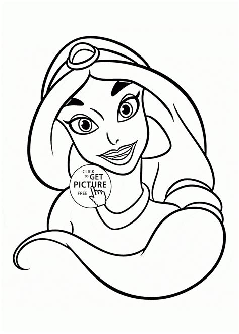 Simple free princesses coloring page to print and color. Free Printable Princess Jasmine Coloring Pages | Free ...