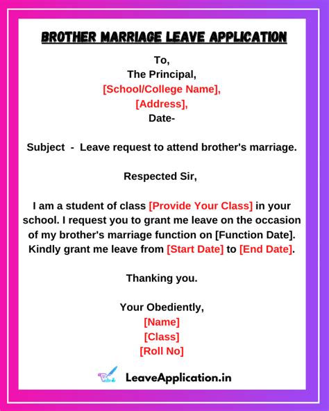 Sister Wedding Leave Application How To You Make Leave Letter And