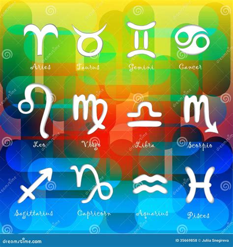 Set Of Astrological Zodiac Symbols Stock Vector Illustration Of