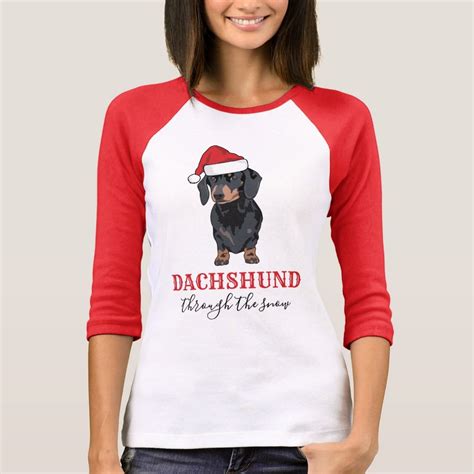 Funny Christmas Pet Dachshund Through The Snow T Shirt Zazzle