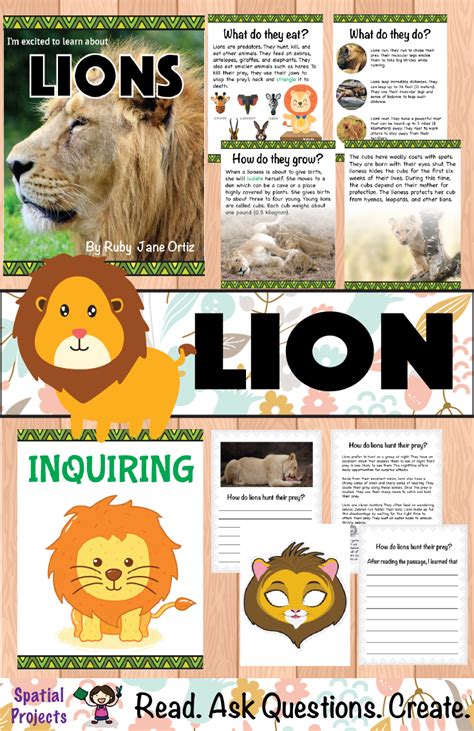 All About Lions Nonfiction Unit Lapbook Writing Activities
