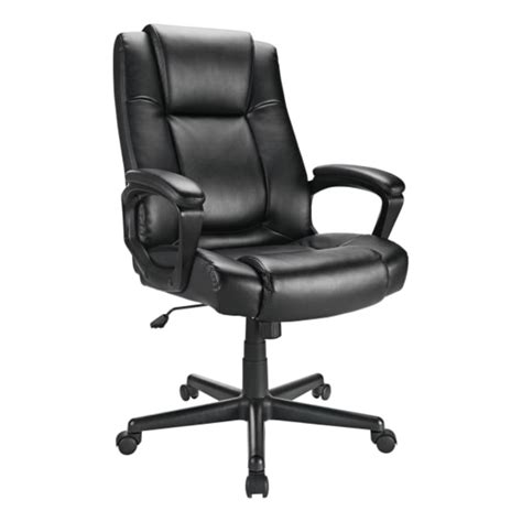 Realspace® Hurston Bonded Leather High Back Executive Chair Black