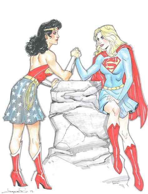 Ga Wonder Woman Vs Sa Supergirl By Aaron Lopresti In The