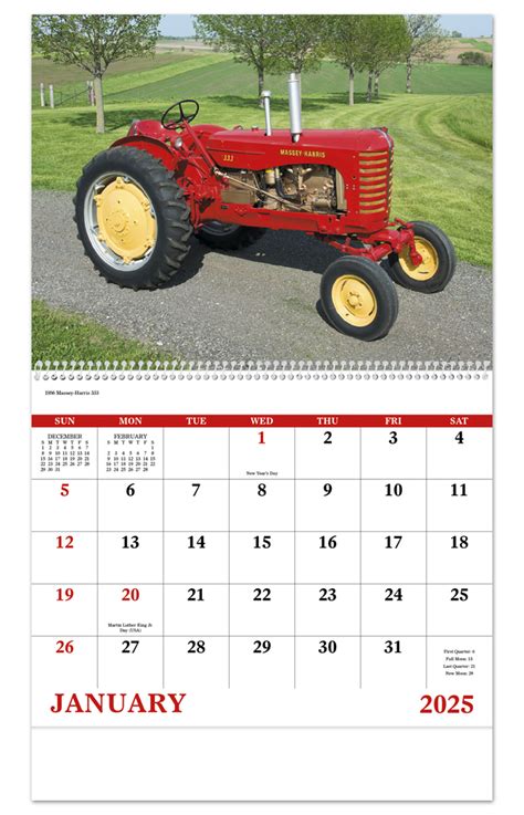 2024 Classic Tractor Spiral Calendar 11 X 19 Imprinted Spiral