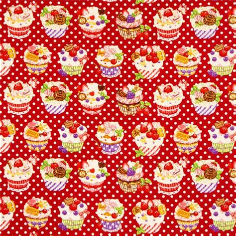 Red Dotted Cupcake Fabric By Cosmo From Japan Fabric By Cosmo Modes4u