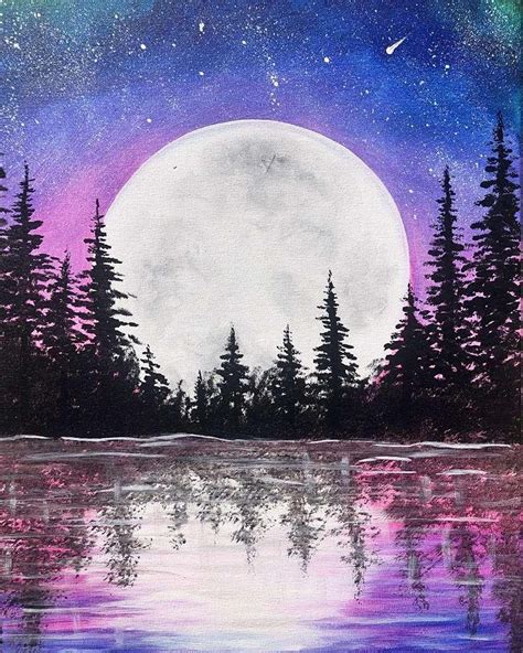 Full Moon Over The Lake Painting Live Online Course August 4 2020
