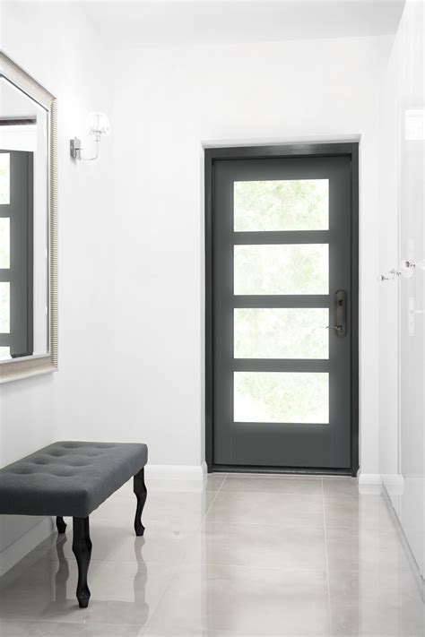 White Front Door With Glass Front Door With Glass Panels And Potted