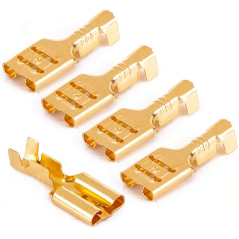100 Pieces Gold Brass Female Spade Terminals 63mm Car Speaker Electrical Wire Cable Connector