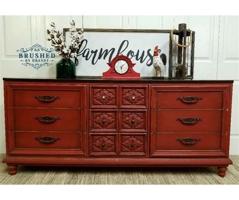 Rustic Red Re Do Brushed By Brandy Red Painted Furniture Furniture