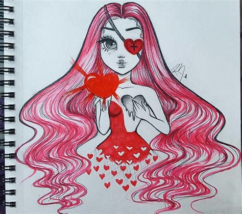Heart Valentines Day Inspired Girl Drawing From Christina Lorre Girl