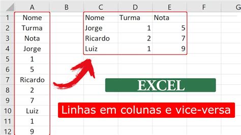 Excel Como Transformar Linhas Em Colunas E Vice Versa De V Rias Formas