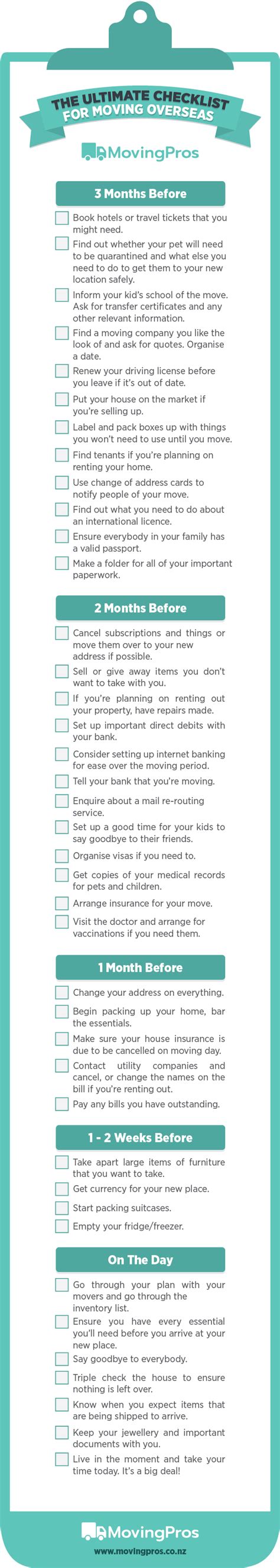 The Best Moving Overseas Checklist Infographic Download Movingpros