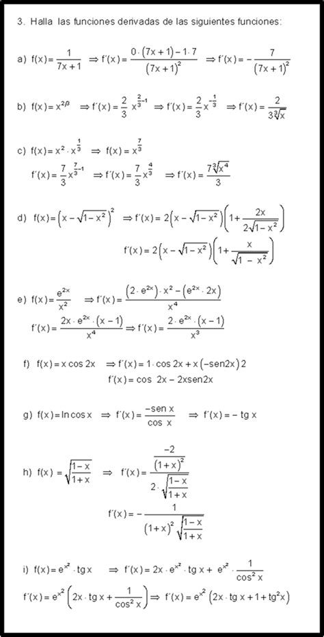 Ejercicios de cálculo de derivadas Resueltos con respuestas Estudianteo