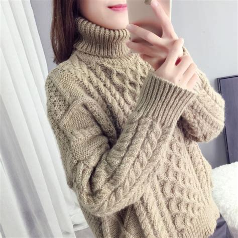 Itgirl Shop Aesthetic Clothing Thick Braids High Neck Knit Warm