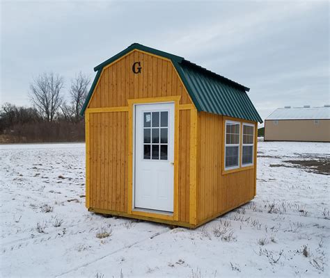 8x12 Lofted Barn Built By Grandview Buildings Green Metal Roof