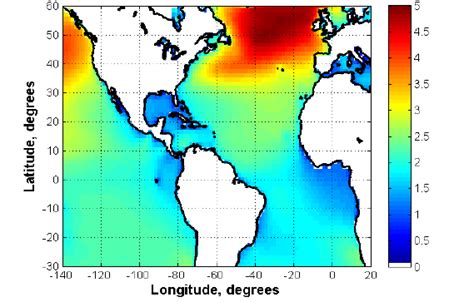Map Of Era I Mean Significant Wave Height At Each Gridpoint During