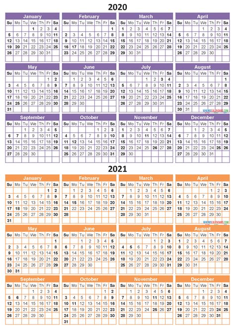 Free Printable 2020 2021 Calendar With Holidays Pdf Word