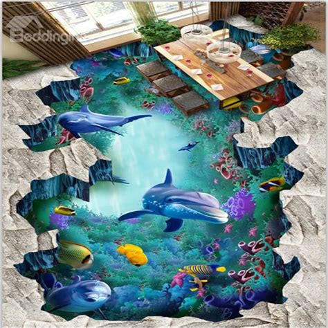 Amazing Dolphins And Fishes Undersea Scenery Wallpaper Waterproof 3d
