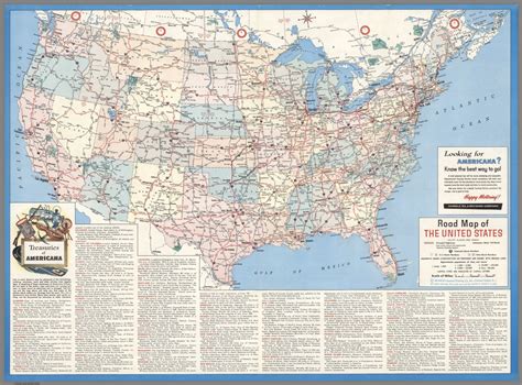 Road Map Of The United States Except Alaska And Hawaii Mcmlxii 1962