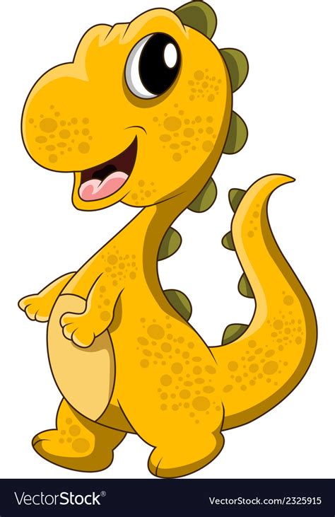 Cute Yellow Dinosaur Cartoon Royalty Free Vector Image