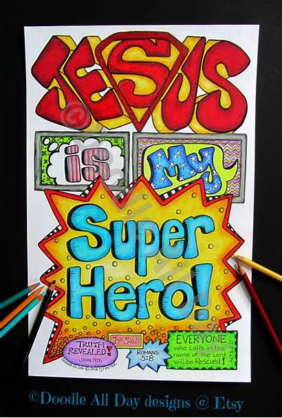 Jesus Superhero Hero Super Coloring Bible Printable