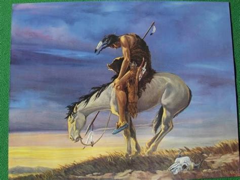Native American Indian On Horseback End Of The Trail Art By Meketi