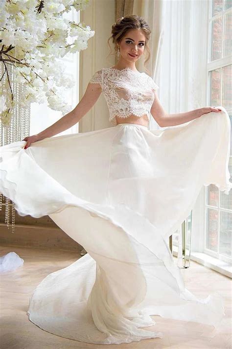 Ivory Lace Two Piece Wedding Dresses Boho Style · Narsbridal · Online Store Powered By Storenvy