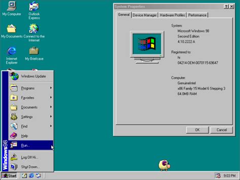 Realmente é o windows 98 second edition (eu vi a versão 4.10.2222a) e está em português do brasil. Windows 98 online y en tu navegador