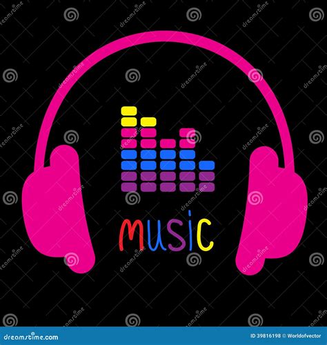 Pink Headphones Equalizer And Colorful Word Music Card Stock