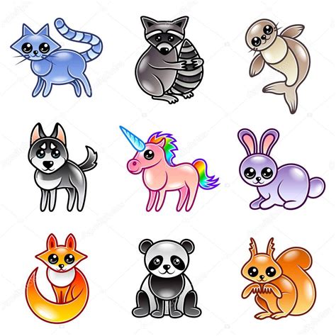 Cute Cartoon Animals Icons Vector Set — Stock Vector © Andegraund548