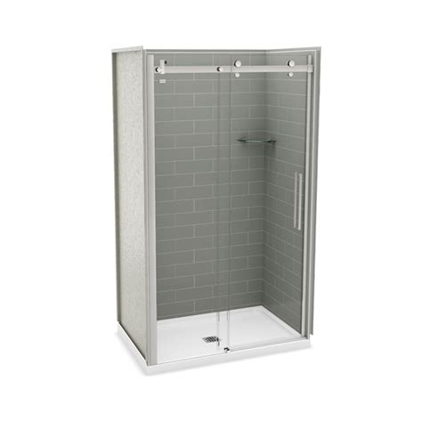 Maax Utile Ash Grey 5 Piece Alcove Shower Kit Common 32 In X 48 In