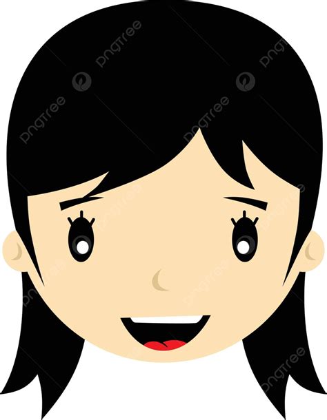 Vector Cartoon Art Of A Female Girl With Different Facial Expressions