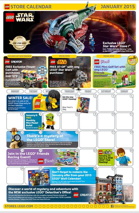 January 2015 Lego Store Calendar Mini Lego At Dp Promo Bricks And Bloks