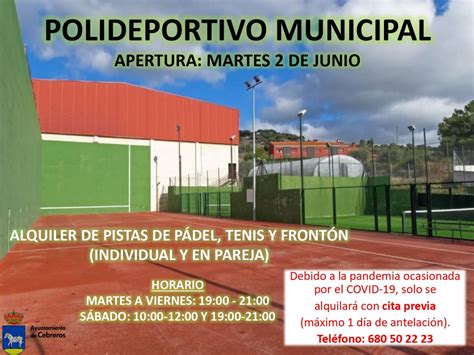APERTURA DEL POLIDEPORTIVO MUNICIPAL - Ayuntamiento de Cebreros